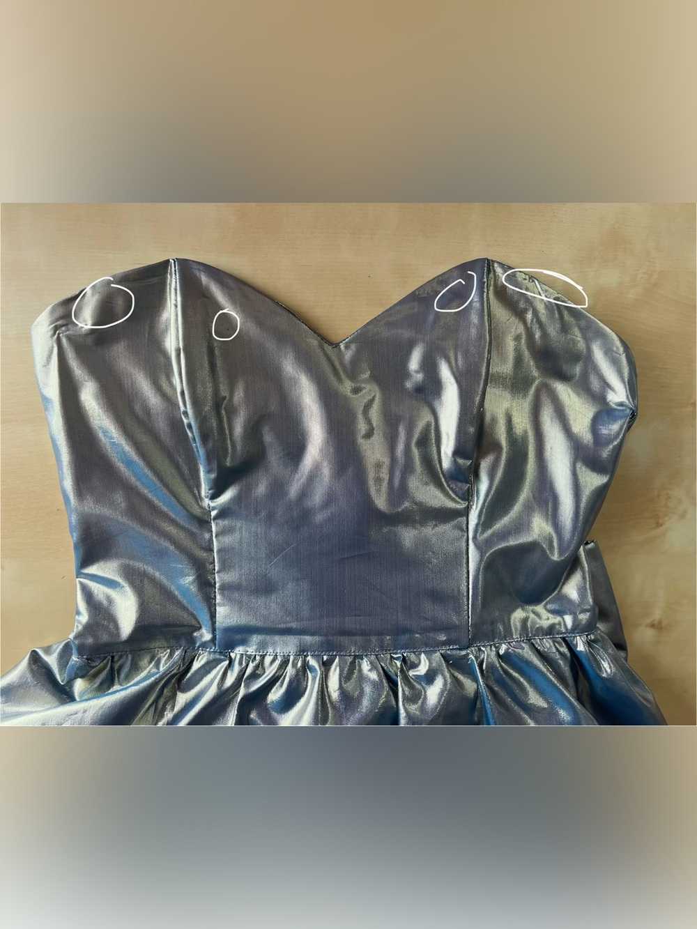 Gunne Sax Vintage 1980s Metallic Silver Lamé Peplum Pencil Cocktail Dress size 7 - Picture 12 of 13